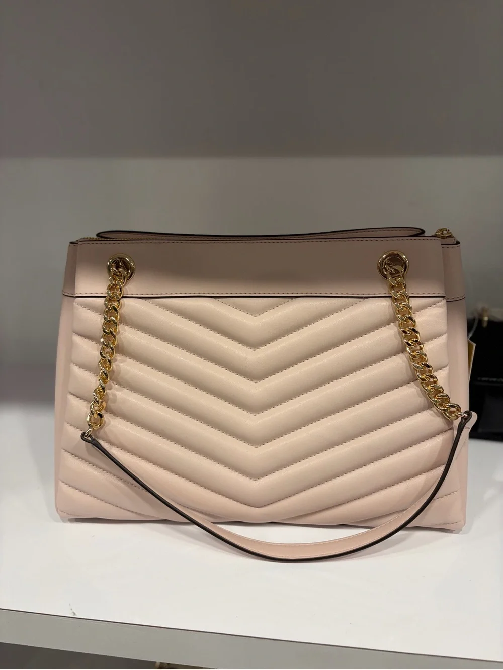 Michael Kors Pink Quilted Shoulder Bag with Gold Chain